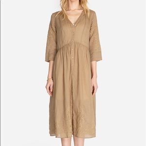 Johnny Was Inbar Eyelet Button Down Midi Dress - White